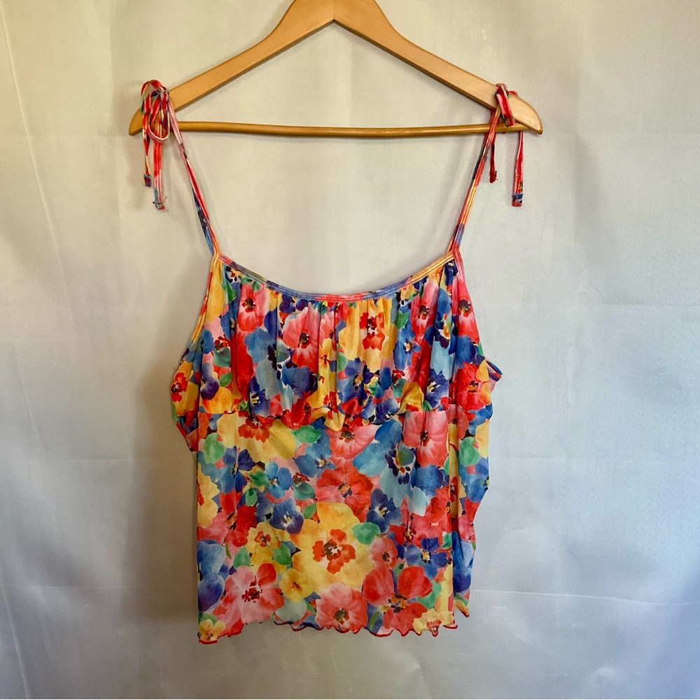 Dolls Kill Current Mood Retro 90s Y2K Micro Mesh Tie Strap Tank Top 3X